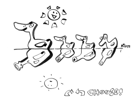 Cartoon: CHOOSE! (medium) by Kestutis tagged summer,duck,packing,environment,sun