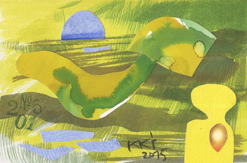 Cartoon: Color. Yellow Sea (medium) by Kestutis tagged yellow,sea,dada,postcard,color,kestutis,lithuania