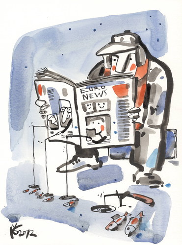 Cartoon: EURO NEWS (medium) by Kestutis tagged angler,snow,news,euro,ice,fishing,winter,kestutis