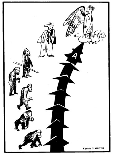 Cartoon: EVOLUTION (medium) by Kestutis tagged evolution,human,angel,engel,paradies,paradise,kestutis,siaulytis,lithuania