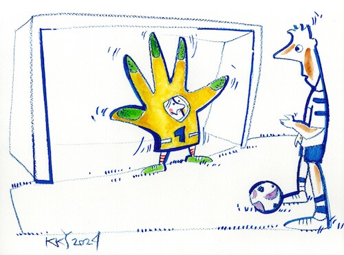 Cartoon: Football Artifacts. Goalkeeper (medium) by Kestutis tagged football,artifact,uefa,germany,euro2024,fußball,soccer,kestutis,lithuania,goalkeeper