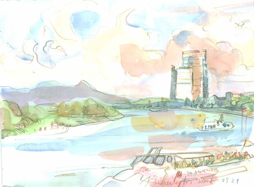 Cartoon: GERMANY. BOON. RHEIN (medium) by Kestutis tagged sketch,watercolor,rhein,boon,germany,deutschland