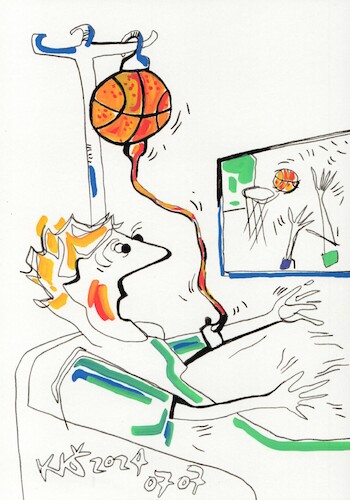 Cartoon: Help for a basketball fan (medium) by Kestutis tagged basketball,fan,kestutis,lithuania