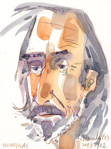 Cartoon: Henrikas Orakauskas (medium) by Kestutis tagged sketch,kestutis,lithuania,sculpture,artist,watercolor