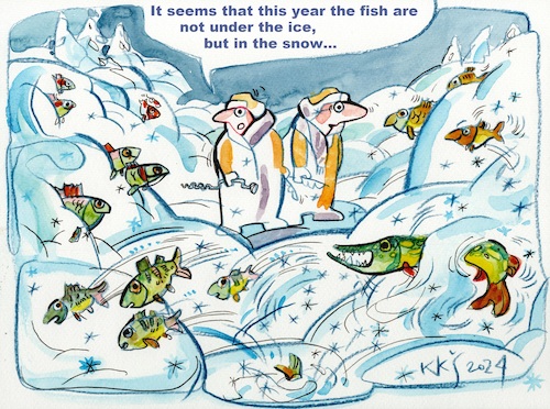 Cartoon: Ice fishing adventures (medium) by Kestutis tagged ice,fish,adventure,winter,kestutis,lithuania,snow,pike