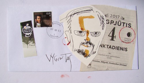 Cartoon: Mail art with sketch. Vygintas (medium) by Kestutis tagged sketch,kestutis,lithuania,mail,art