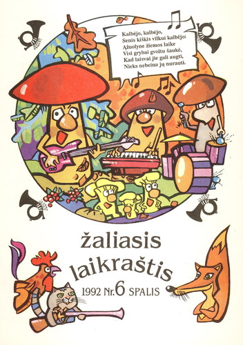 Cartoon: Mushroom song (medium) by Kestutis tagged education,art,humor,lithuania,siaulytis,kestutis,nature,green,children,kind,child,kinder,kids,pilze,mushrooms,magazine