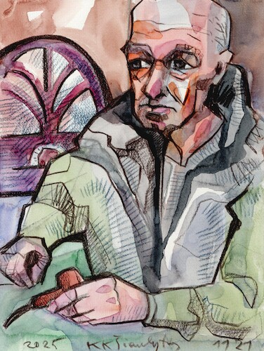 Cartoon: Painter Andrius Mosiejus (medium) by Kestutis tagged painter,art,kunst,sketch,portrait,kestutis,lithuania