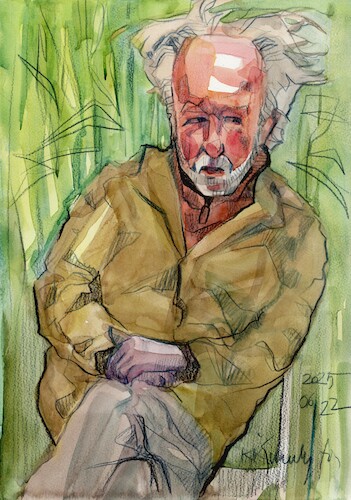 Cartoon: Painter Ceslovas Polonskis (medium) by Kestutis tagged painter,portrait,kestutis,lithuania,art,kunst