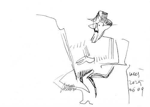 Cartoon: Painters Posers and Pencils 2 (medium) by Kestutis tagged paiter,pencil,model,sketch,kestutis,lithuania,art,kunst