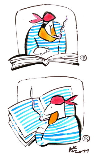 Cartoon: PIRATE A READER (medium) by Kestutis tagged pirate,book,reader,pipes