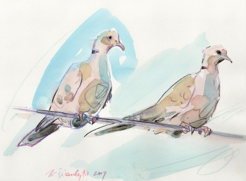 Cartoon: Plein air (medium) by Kestutis tagged pleinair,dove,kestutis,lithuania,spring,sketch,watercolor
