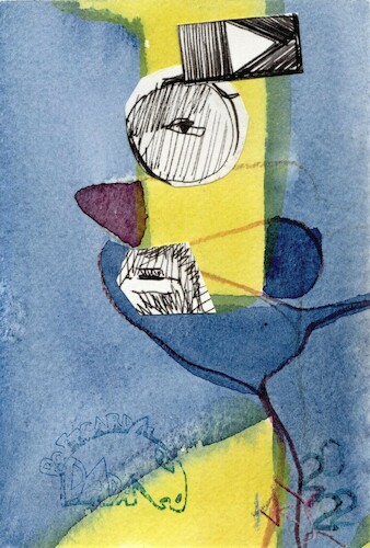 Cartoon: Profile with an eyebrow (medium) by Kestutis tagged dada,postcard,art,kunst,kestutis,lithuania