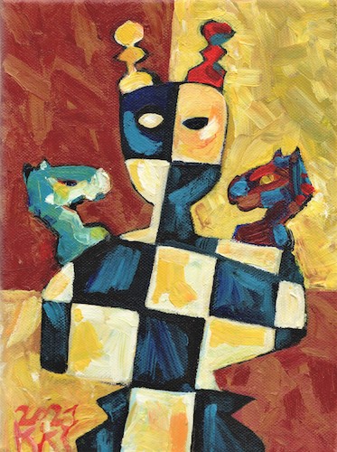 Cartoon: RULER (medium) by Kestutis tagged ruler,game,king,horse,acrylic,chess,kestutis,lithuania