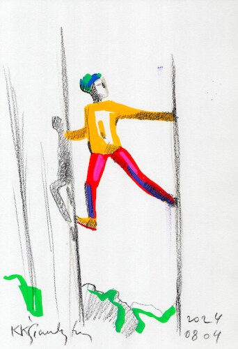 Cartoon: Sculpture Sporting girl (medium) by Kestutis tagged sculpture,sketch,watercolor,kestutis,lithuania,girl,vilnius,sport