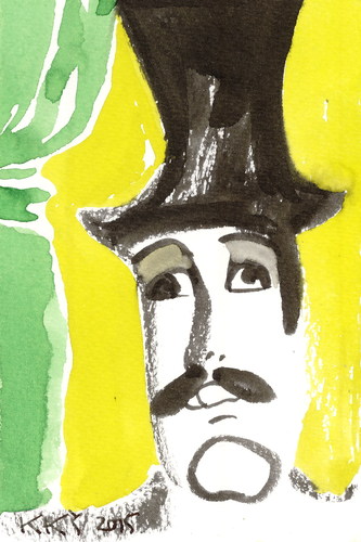 Cartoon: Sergei Diaghilev. Paris (medium) by Kestutis tagged dada,postcard,art,kunst,paris,ballet,russia,france,kestutis,lithuania,dance,music