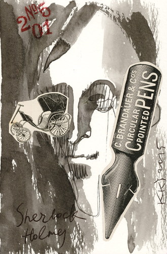 Cartoon: Sherlock Holmes (medium) by Kestutis tagged postcard,kestutis,lithuania,holmes,london,doyle,detective