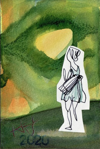 Cartoon: Sketch. In a forest park (medium) by Kestutis tagged sketch,kestutis,lithuania,postcard,art,kunst