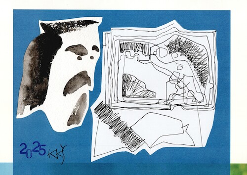 Cartoon: Two characters (medium) by Kestutis tagged dada,art,kunst,kestutis,lithuania,sketch,two,character