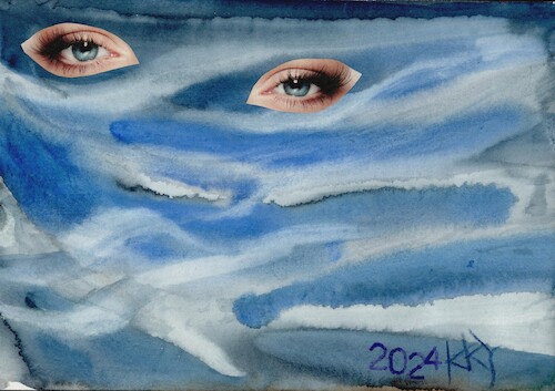 Cartoon: Two eyes watercolor (medium) by Kestutis tagged two,eye,watercolor,dada,art,kunst,kestutis,lithuania