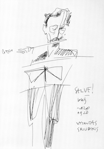 Cartoon: Vytautas Sriubikis (medium) by Kestutis tagged sketch,musician,kestutis,lithuania