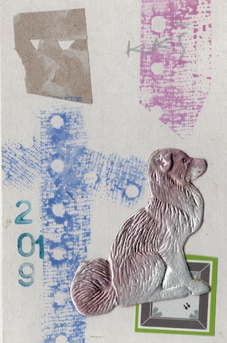Cartoon: Walking with a dog (medium) by Kestutis tagged walking,dog,dada,postcard,kestutis,lithuania
