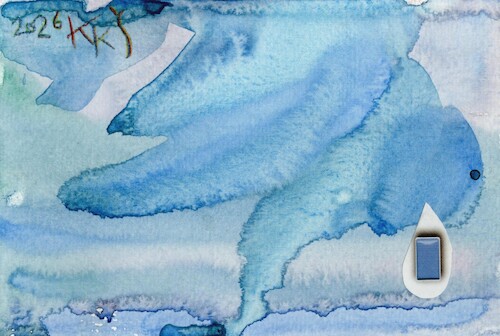 Cartoon: Watercolor rain. Blue (medium) by Kestutis tagged watercolor,rain,blue,dada,postcard,art,kunst,kestutis,lithuania