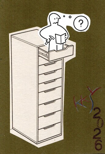 Cartoon: What to do next? (medium) by Kestutis tagged furniture,work,building,dada,postcard,art,kunst,ikea,kestutis,lithuania,collage,adventures
