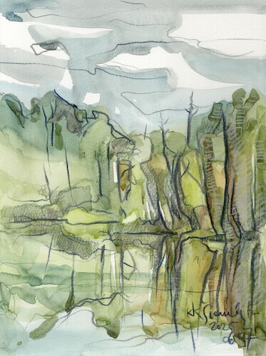 Cartoon: By the forest lake (medium) by Kestutis tagged sketch,summer,forest,lake,art,kunst,kestutis,lithuania
