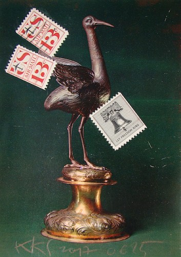 Cartoon: Crane mail (medium) by Kestutis tagged crane,mail,air,dada,postcard,art,kunst,kestutis,lithuania