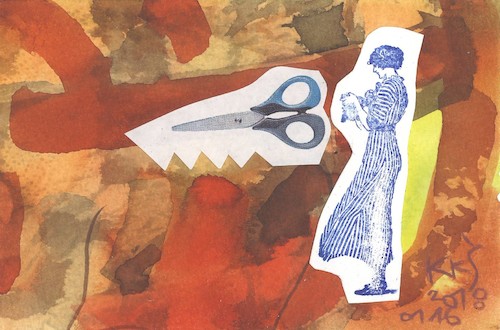 Cartoon: Cutting artist (medium) by Kestutis tagged cutting,artist,dada,postcard,kestutis,lithuania