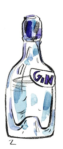 Cartoon: Gin. The ninth cup (medium) by Kestutis tagged gin,ninth,alcohol,cup,volcano,kestutis,lithuania