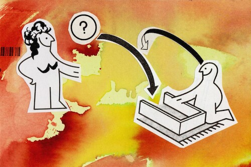 Cartoon: INVITATION (medium) by Kestutis tagged furniture,dada,postcard,collage,comic,art,kunst,man,woman,kestutis,lithuania,building,adventures,ikea