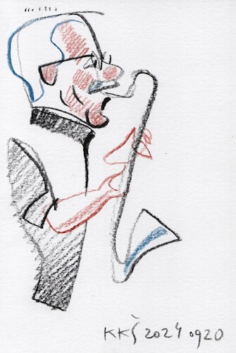 Cartoon: Jazzman Vytautas Labutis (medium) by Kestutis tagged jazzman,music,sketch,kestutis,lithuania