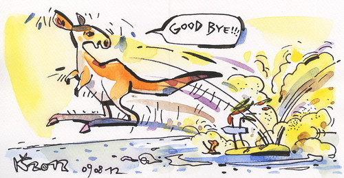 Cartoon: OLYMPIC ISLAND. Long jump (medium) by Kestutis tagged kangaroo,palm,ocean,lithuania,siaulytis,kestutis,sport,summer,2012,london,island,olympic,desert,goodbye,hello,athletics,jump,long,comic,comics,strip,australia