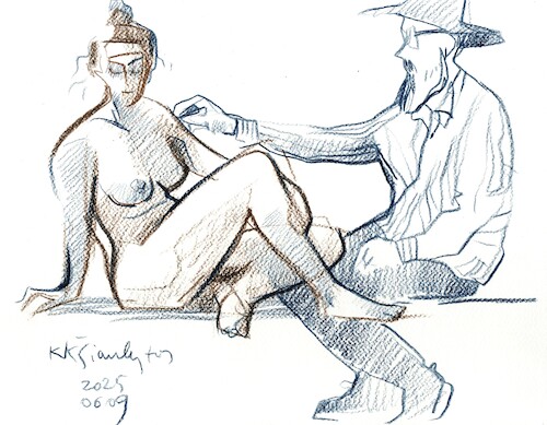 Cartoon: Painters Posers and Pencils (medium) by Kestutis tagged sketch,model,pencil,paiter,art,kunst,kestutis,lithuania