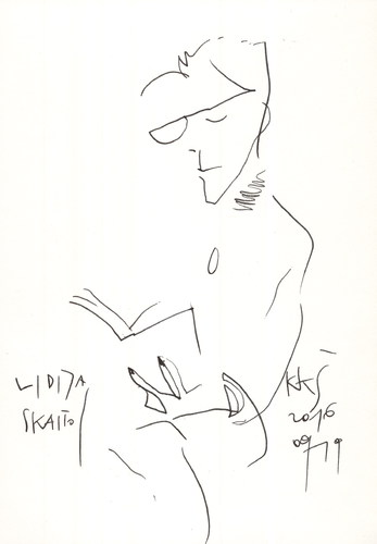 Cartoon: Poetess Lidija Simkute (medium) by Kestutis tagged sketch,australia,poet,kestutis,lithuania