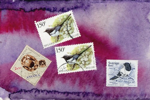 Cartoon: Prey (medium) by Kestutis tagged prey,magpie,bird,diamond,briefmarke,post,stamps,dada,postcard,kestutis,lithuania,art,kunst