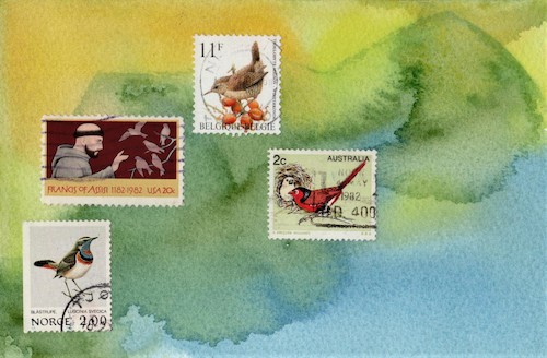 Cartoon: Sermon to birds (medium) by Kestutis tagged bird,dada,postcard,postage,stamp,kestutis,lithuania