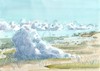 Cartoon: Cloud on the shore of the lagoon (small) by Kestutis tagged cloud,watercolor,summer,kestutis,lithuania