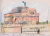 Cartoon: ITALY. ROME. SANT ANGELO (small) by Kestutis tagged watercolor sketch