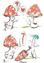 Cartoon: LOVE STORY (small) by Kestutis tagged love,umbrella,mushrooms,pilz,fliegenpilz,forest,wald,sexuality,accident,incident