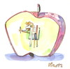 Cartoon: Montmartre apple (small) by Kestutis tagged montmartre,man,woman,apple,künstler,tree,kestutis,siaulytis,lithuania,art,kunst