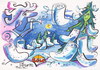 Cartoon: Snowstorm decorates a fir tree (small) by Kestutis tagged fir,winter,snow,socks,dezember,christmas,weihnachten,kestutis,santa,claus,nature