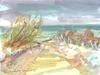 Cartoon: The path to the sea. Palanga (small) by Kestutis tagged sea,watercolor,meer,aquarell,kestutis,siaulytis,lithuania,ostsee