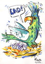 Cartoon: THUS CREATING KEYBOARD (small) by Kestutis tagged creating,keyboard,history,bird,vogel,ornithology,computer,kestutis,siaulytis,lithuania,enter,end,insert,adventure,parrot,education