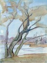 Cartoon: Today by the frozen lake (small) by Kestutis tagged spring,watercolor,sketch,today,lake,frozen,art,kunst,kestutis,lithuania
