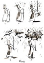 Cartoon: WALKING IN THE RAIN (small) by Kestutis tagged umbrella,happeninig,natura,rain,bat