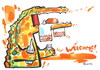 Cartoon: WELCOME! (small) by Kestutis tagged welcome food beware crocodile brot bread salz salt alcohol