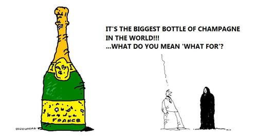 Cartoon: despair learning stuff (medium) by ouzounian tagged champagne,despair,earth